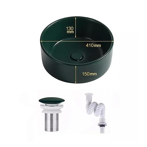 GLETSF Waschbecken Waschbecken Nordic Matte Dunkelgrün Tischwaschbecken Haushaltskeramik Waschbecken Badezimmer Balkon Persönlichkeit Waschbecken-A-One Size von GLETSF