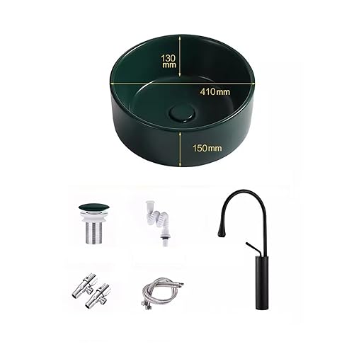 GLETSF Waschbecken Waschbecken Nordic Matte Dunkelgrün Tischwaschbecken Haushaltskeramik Waschbecken Badezimmer Balkon Persönlichkeit Waschbecken-B-One Size GLETSF Waschbecken Waschbecken Nordic Matte Dunkelgrün Tischwaschbecken Haushaltskeramik Waschbecken Badezimmer Balkon Persönlichkeit Waschbecken-B-One Size von GLETSF