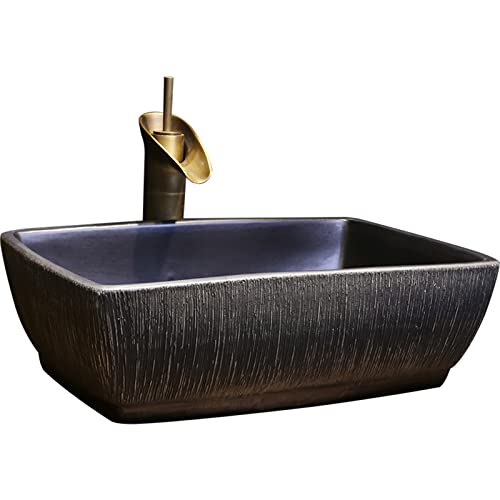 Keramik-Aufsatzwaschbecken, Badezimmerwaschbecken Mit Geschnitztem Muster, Schwarzes Aufsatzwaschbecken, 48 X 31,5 X 14 cm, Glattes Waschbecken Im Minimalistischen Stil F Keramik-Aufsatzwaschbecken, Badezimmerwaschbecken Mit Geschnitztem Muster, Schwarzes Aufsatzwaschbecken, 48 X 31,5 X 14 cm, Glattes Waschbecken Im Minimalistischen Stil F von GLETSF