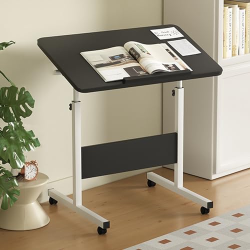 Kleiner Stehschreibtisch, höhenverstellbarer Rollschreibtisch, tragbarer verstellbarer Schreibtisch, Rollschreibtisch, 270° umkehrbarer Schreibtisch, mit 4 Rädern, Laptopwagen zum Stehen oder Sitzen von GLETSF