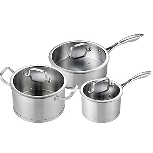 Kochgeschirr 3 Kochgeschirr 6-Teilig Edelstahl-Kochgeschirr Kochauflauf-Set Kochtopf-Set Milchtopf Wok Heimküche (Farbe: Argento, Größe Kochgeschirr 3 Kochgeschirr 6-Teilig Edelstahl-Kochgeschirr Kochauflauf-Set Kochtopf-Set Milchtopf Wok Heimküche (Farbe: Argento, Größe von GLETSF