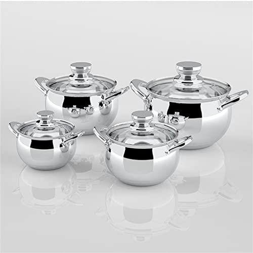 Kochgeschirr 8-Teiliges Kochgeschirr-Set Edelstahl-Kochgeschirr-Set Haushaltstopf Mit Abgedecktem Ohr Und Verdicktem Topf Mit Doppeltem Boden Topfpfannen-Set (Farbe: A, Größe: A Kochgeschirr 8-Teiliges Kochgeschirr-Set Edelstahl-Kochgeschirr-Set Haushaltstopf Mit Abgedecktem Ohr Und Verdicktem Topf Mit Doppeltem Boden Topfpfannen-Set (Farbe: A, Größe: A von GLETSF