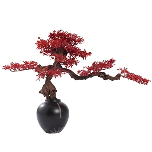 Künstlicher Kleiner Bonsai-Baum, Künstliche Bonsai-Kiefer, Künstliche Topfpflanze, Schreibtisch-Display, Künstlicher Baum, Künstlicher Blattbaum, Roter Ahorn-Bonsai Für Z von GLETSF