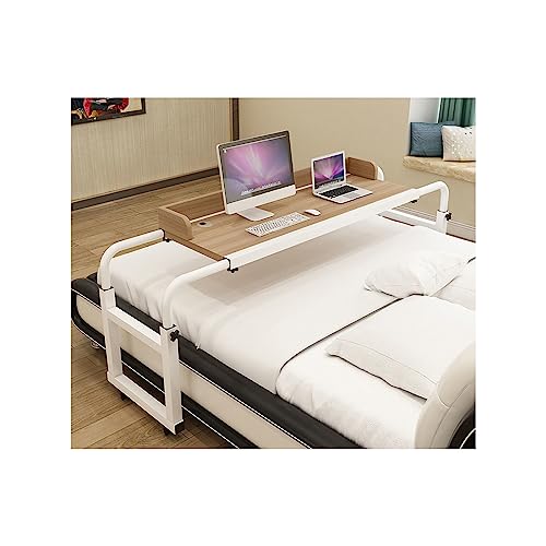 Überbetttisch Über dem Bett Schreibtisch Rollender Laptop-Schreibtisch Nachttisch Laptop-Tisch Überbett-Schreibtisch Rollender Laptop-Ständer Überbetttisch mit Rollen für Twin/Full/Queen/King-Size-B von GLETSF