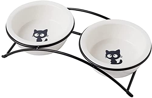 Futternapf für Katzen und Hunde, Fressnapf aus Keramik mit Metall Ständer, Keramik-Katze Schüssel-Set,Erhöhte Katzennäpfe für Futter und Wasser, rutschfeste Katzenschale Futternapf für Katzen und Hunde, Fressnapf aus Keramik mit Metall Ständer, Keramik-Katze Schüssel-Set,Erhöhte Katzennäpfe für Futter und Wasser, rutschfeste Katzenschale von GLFDYC
