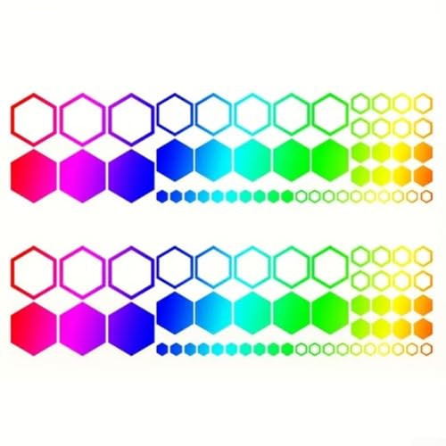 104-teiliges Auto-Aufkleber-Set mit Waben-Rennkörperstreifen für Autos, SUVs, LKWs, PVC, wasserdicht, dekorative Fahrzeug-Aufkleber (bunt) von GLFLOW