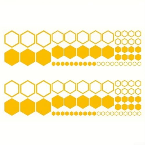 104-teiliges Auto-Aufkleber-Set mit Waben-Rennkörperstreifen für Autos, SUVs, LKWs, PVC, wasserdicht, dekorative Fahrzeug-Aufkleber (gelb) von GLFLOW