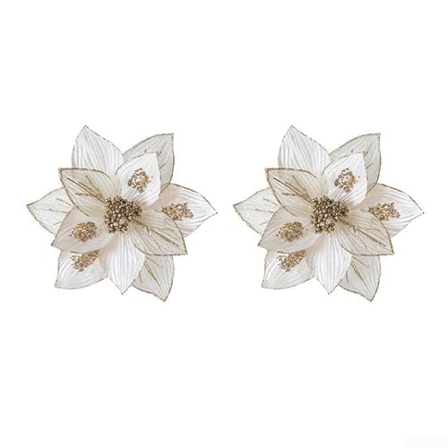 2 Stück Stoff-Weihnachtsdekorationsanhänger, 25 cm Ornamente für Baum und Tisch, entworfen für saisonale Feiertagsdekoration und festliche Umgebungen (weiß) von GLFLOW