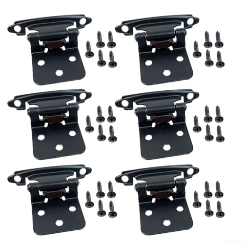 38 eingesetzte Schrankscharniere, 6 Stück, mit Metallkonstruktion und selbstschließendem Mechanismus (schwarz) von GLFLOW