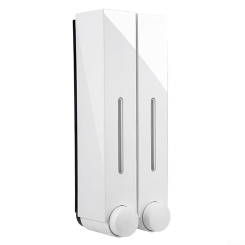 420 ml Seifenspender mit drei Fächern, Wandmontage für Badezimmer, Fitnessstudio oder Hotel, hergestellt aus umweltfreundlichem ABS-Kunststoff-Material (weißes Doppel) von GLFLOW