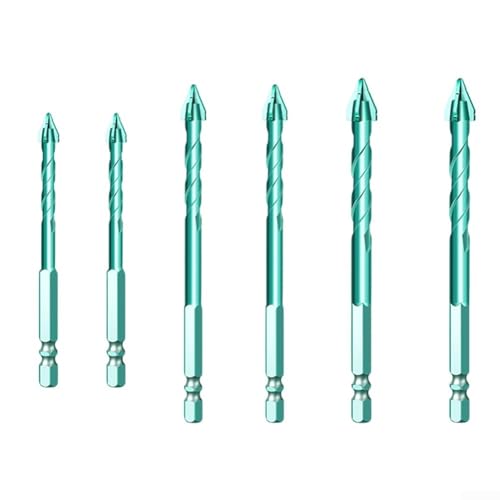 6 Stück Exzenterbohrer mit innovativem schrägem Kopf Design für Mauerwerk und Fliesen (6-6-8-8-10-10) von GLFLOW