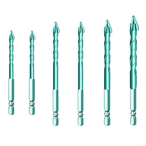 6 Stück Exzenterbohrer mit innovativem schrägem Kopf Design für Mauerwerk und Fliesen (6-6-8-8-10-12) von GLFLOW