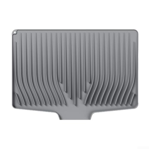 Abtropfmatte mit abtropfendem Design für Küchenarbeitsplatten ermöglicht effizientes Trocknen von Schüsseln, Tellern und Geschirr und bietet gleichzeitig Hitzeschutz (grau) von GLFLOW