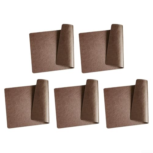Abwischbare Leder-Tischsets, rutschfestes Design für ein elegantes kulinarisches Erlebnis, Dunkelbraun, 5 Stück von GLFLOW