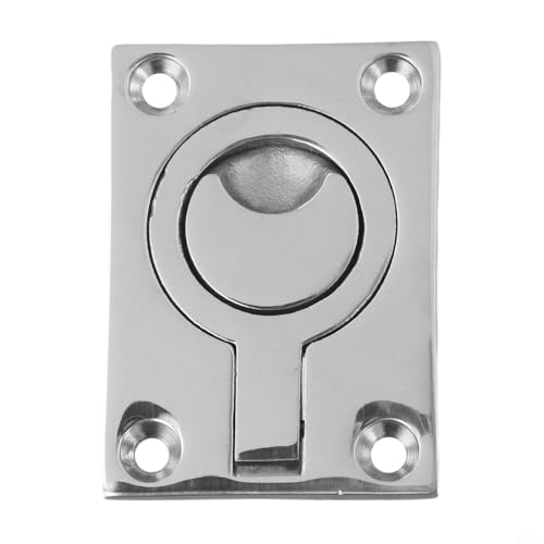 Bootslukenriegel mit Unterputzmontage und Hebering-Ziehgriff aus 316 Edelstahl für den Einsatz auf Schränken und kleinen Luken (64 x 46 mm) von GLFLOW