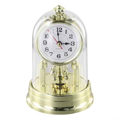 Charmante Vintage-Schreibtischuhr mit Pendel, europäischer Stil, dekorativer Akzent für Ihren Raum (Gold) von GLFLOW