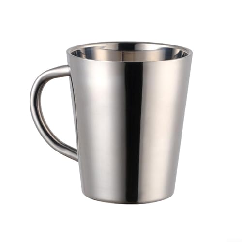 Doppelwandige Isolierung in einem stilvollen Edelstahlbecher. Genießen Sie Ihren Lieblingskaffee, Tee oder Milch jederzeit (Silber) von GLFLOW