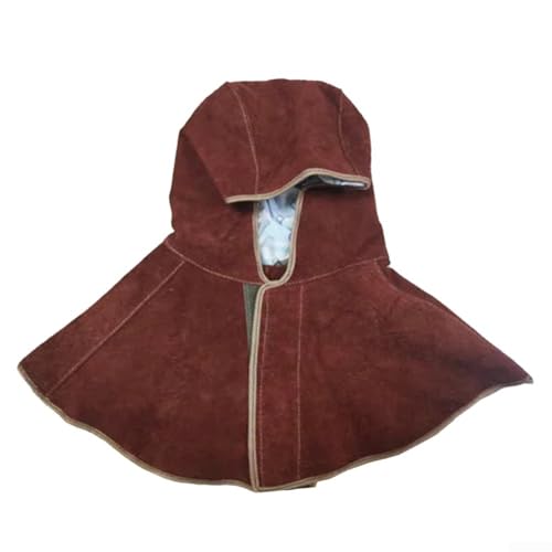 Elektro-Schweißhaube mit schwer entflammbarem Leder bietet Kopf- und Nackenschutz für Schweißprofis (braun) von GLFLOW