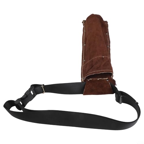 Elektrodenschweißstab Aufbewahrungstasche aus hitzebeständigem Leder mit verstellbarem Hüftgurt und Nietenverstärkung (braun zweilagig) von GLFLOW