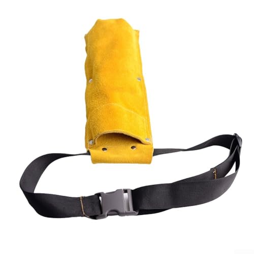 Elektrodenschweißstab Aufbewahrungstasche aus hitzebeständigem Leder mit verstellbarem Hüftgurt und Nietenverstärkung (gelb zweilagig) von GLFLOW