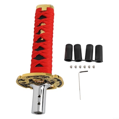 Fit Car Shift Knob for Manual Transmission Featuring For Katana Handle and Disc Head Includes Installation Tool and Multiple Adapters (15CM Red) von GLFLOW