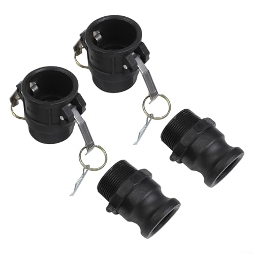 GLFLOW 2 Sets Nockenschloss-Armaturen Typ D & F, Polypropylen-Nocken- und Rillen-Schlauchverschraubungs-Set, 2,5 - 5,1 cm Schnellverbindungs-Kupplungen, Schwarz (3,8 cm) von GLFLOW