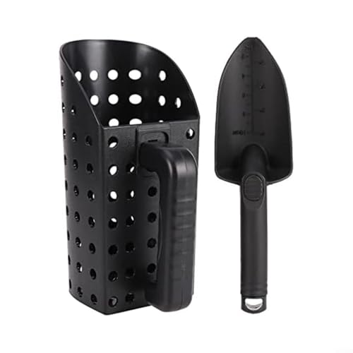 GLFLOW 2 Stück ABS Sanduhr Schaufel Metall Filter Sieb Strand Schatz Jagd Garten Werkzeug Set für Erwachsene und Kinder Komfortables Griffdesign von GLFLOW