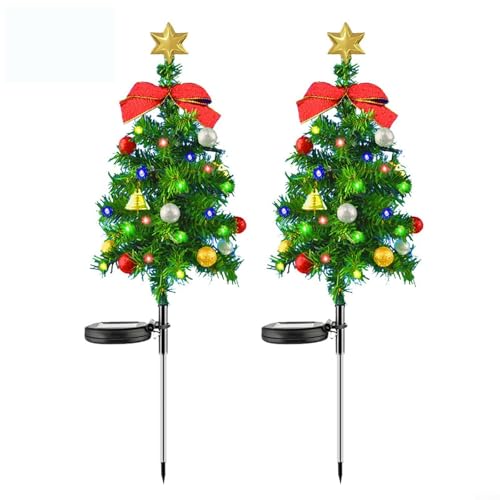 GLFLOW 2 Stück LED-Weihnachts-Weg-Baum-Lichter, vierfarbige Weihnachtsdekoration für den Außenbereich, mit einigen roten Beeren, kleinen Glocken GLFLOW 2 Stück LED-Weihnachts-Weg-Baum-Lichter, vierfarbige Weihnachtsdekoration für den Außenbereich, mit einigen roten Beeren, kleinen Glocken von GLFLOW