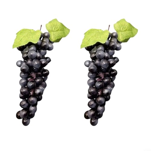 GLFLOW 2 Stück künstliche Früchte Simulation Obst Kunststoff künstliche Trauben dekorative Wohnkultur Modell Schaum Trauben Strauß für Küche Wohnzimmer Party (schwarz) von GLFLOW