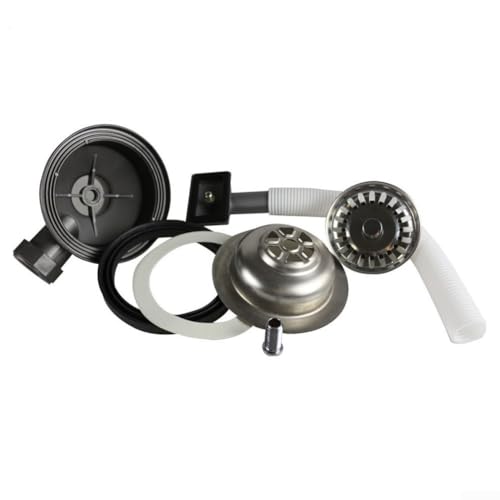 GLFLOW 304 Edelstahl Küchenspüle Überlauf-Set, verstellbare Rohrlänge 150–280 mm und G1 Ablaufauslass, Edelstahl-Schüsselfilter (114) von GLFLOW