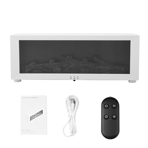 GLFLOW 3D-Flamme Kamin Aroma Diffusor Luftbefeuchter Fernbedienung ätherisches Öl 150 ml leiser Nebel Modus für Home Office Yoga Studio (weiß) von GLFLOW
