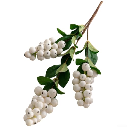 GLFLOW Bunte künstliche Beerenstiele, 48 cm, Kunststoff und Schaumstoff, Kunstblumen für Hochzeit und Heimdekoration (weiß) von GLFLOW