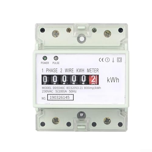 GLFLOW Digitaler Stromzähler Wattmeter DIN-Schiene Energiezähler 230V 5(100) A mit LCD Display von GLFLOW