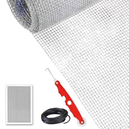 GLFLOW Fenster- und Tür-Reparatur-Set, 4 x 1,2 m, Fiberglas-Netz, mit Werkzeug für Zuhause, Ersatz (grauer Anzug) von GLFLOW