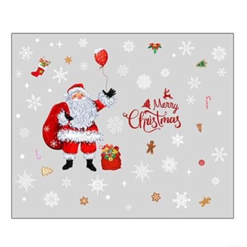GLFLOW Fensteraufkleber, Weihnachtsmann, Schneeflocke, groß, wiederverwendbar, PVC, für Glas, Türen und Spiegel, 90 x 75 cm GLFLOW Fensteraufkleber, Weihnachtsmann, Schneeflocke, groß, wiederverwendbar, PVC, für Glas, Türen und Spiegel, 90 x 75 cm von GLFLOW