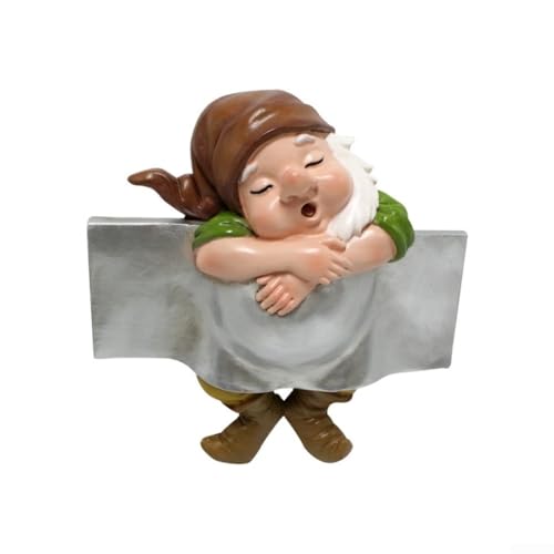 GLFLOW Gartenzwerg Figuren Dekorative Harzstatue Outdoor Ornament für Terrasse Garten Frühling Dekoration 10,8 x 11,5 x 3,3 cm wetterfest von GLFLOW