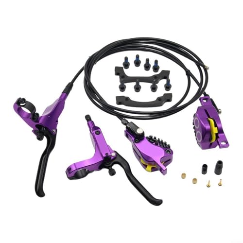 GLFLOW Hydraulisches Scheibenbremsen-Set mit 4 Kolben, für Mountainbike, mit internem und externem Kabel, vorne 800 mm, hinten, 1500 mm (lila) von GLFLOW