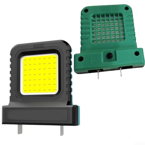 GLFLOW LED-Flutlicht, 14 W LED-Arbeitsleuchte für 20 V-21 V Lithium-Elektrowerkzeug-Batterien, verstellbare Steckdose, Flutlampe für Camping und Baustelle (grün) von GLFLOW