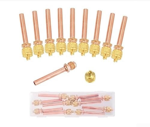 GLFLOW Messing HVAC Service-Ventilschaft-Kern-Set für Kühlsystem Vakuumladung kompatibel mit R12 R22 R134 R304 (10 Stück) von GLFLOW