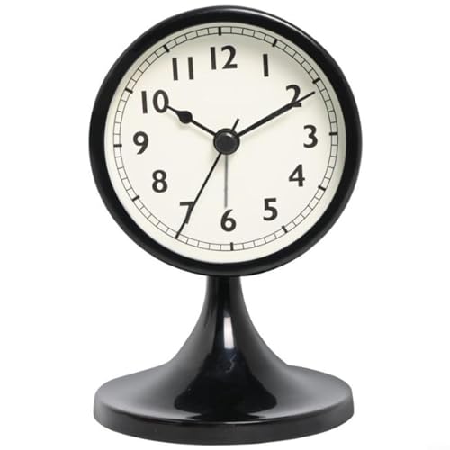 GLFLOW Metallwecker mit leisem Mechanismus und Leuchtzeigern, Vintage-Design, Schreibtischuhr für Schlafzimmer, leicht ablesbares Zifferblatt (schwarz) von GLFLOW