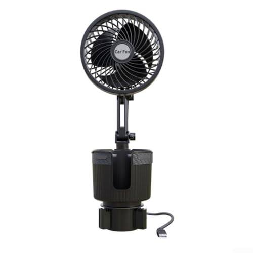 GLFLOW Multifunktionaler Getränkehalter-Ventilator für Auto, Haus und Außenbereich mit einstellbaren Geschwindigkeiten von GLFLOW