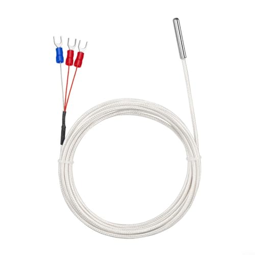 GLFLOW PT100 Temperatursensor Sonde Edelstahl Thermistor Drei Drähte Wasserdichter Detektor mit verlängertem Kabel für Industrie (4 Meter) von GLFLOW