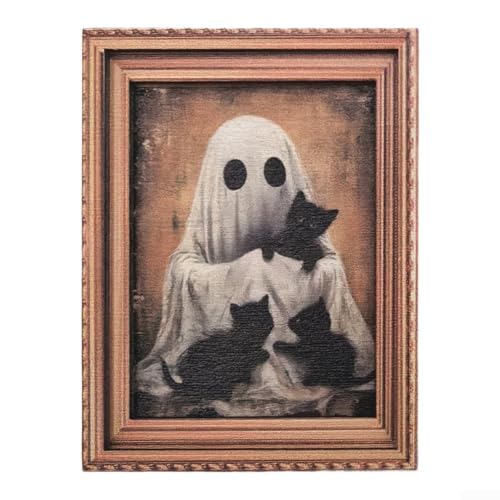 GLFLOW Retro Halloween Fotorahmen Magnetisches Holzbild Kühlschrank Magnet Holz Vintage Display Halter für Küche Büro Dekor 6 x 8 cm (MZCT117) von GLFLOW
