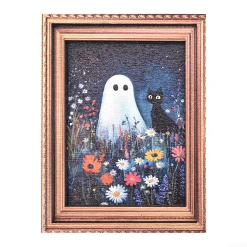 GLFLOW Retro Halloween Fotorahmen Magnetisches Holzbild Kühlschrank Magnet Holz Vintage Display Halter für Küche Büro Dekor 6 x 8 cm (MZCT120) von GLFLOW
