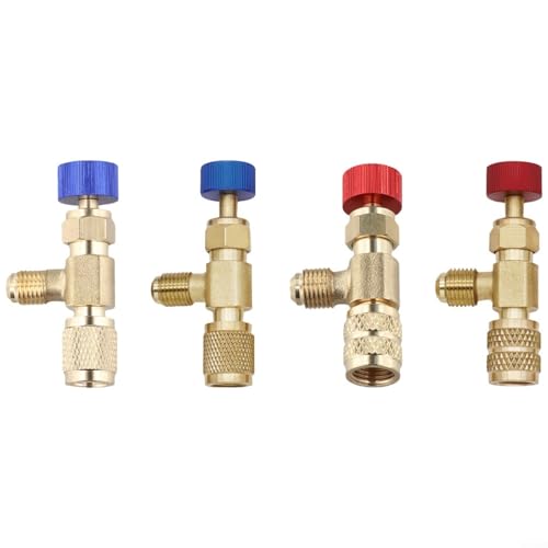 GLFLOW Schnellkupplung für R410A R22 für 6,35 mm Sicherheitsventilschlauch, 4 Stück Auto-Klimaanlagen-Adapter, High Low Side Connector Conversion Kit von GLFLOW
