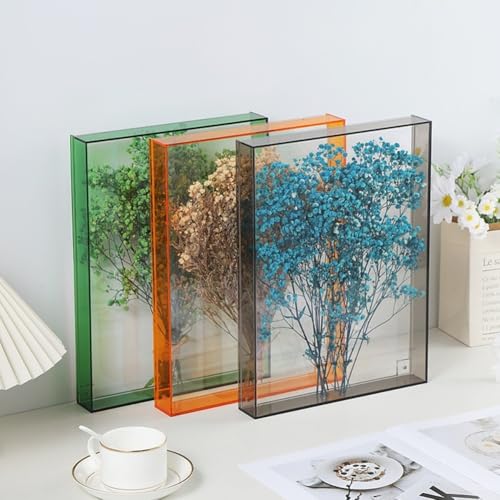 GLFLOW Shadow Box Rahmen, kreativer Acryl-Blumen-Display-Rahmen, DIY-Fotobox, dekorative Vitrine mit doppelseitigem Design, 26 x 31 cm (blau) von GLFLOW