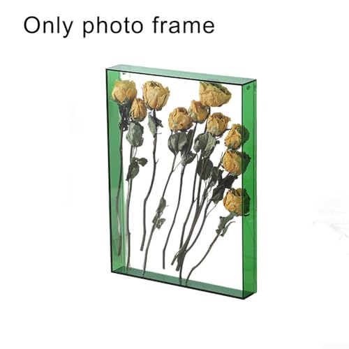 GLFLOW Shadow Box Rahmen, kreativer Acryl-Blumen-Display-Rahmen, DIY-Fotobox, dekorative Vitrine mit doppelseitigem Design, 26 x 31 cm (grün) von GLFLOW