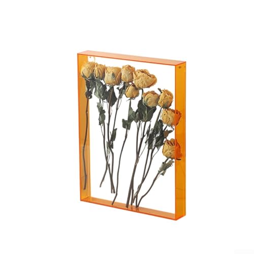 GLFLOW Shadow Box Rahmen, kreativer Acryl-Blumen-Display-Rahmen, DIY-Fotobox, dekorative Vitrine mit doppelseitigem Design, 26 x 31 cm (orange) von GLFLOW