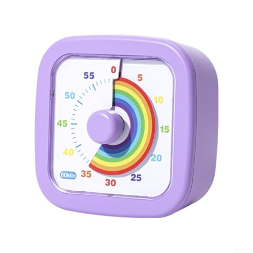GLFLOW Visueller Lern-Timer, 60 Minuten Countdown-Uhr, mit bunter Scheibe für Kinder und Erwachsene, Zeitmanagement (lila) von GLFLOW