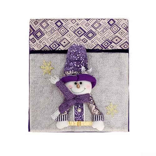 GLFLOW Weihnachtsstuhlhusse mit Weihnachtsmann, Schneemann, Elch, Plüsch-Design, festliche Feiertagsdekoration für Esszimmerstühle, 51 x 47 cm, Lila (Schneemann) von GLFLOW